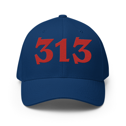 Detroit '313' Fitted Baseball Cap (Angry Font) | Aliform Red