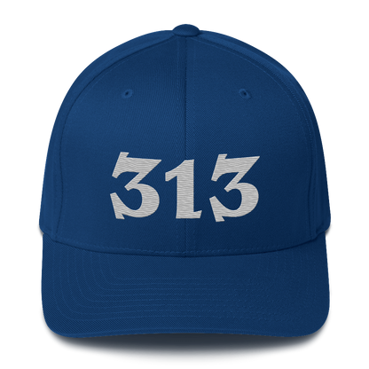 Detroit '313' Fitted Baseball Cap (Angry Font) | Platinum