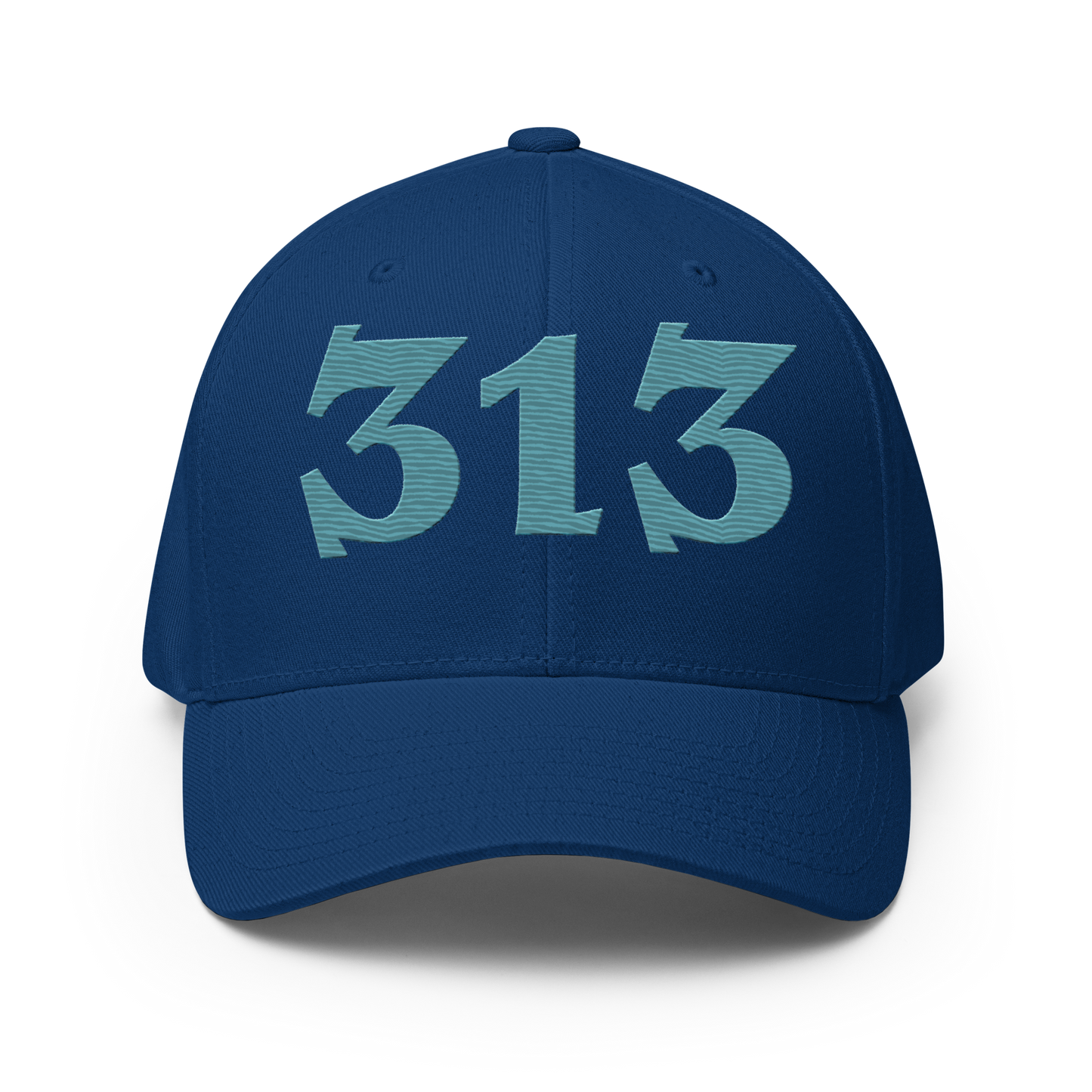 Detroit '313' Fitted Baseball Cap (Angry Font) | Huron Blue