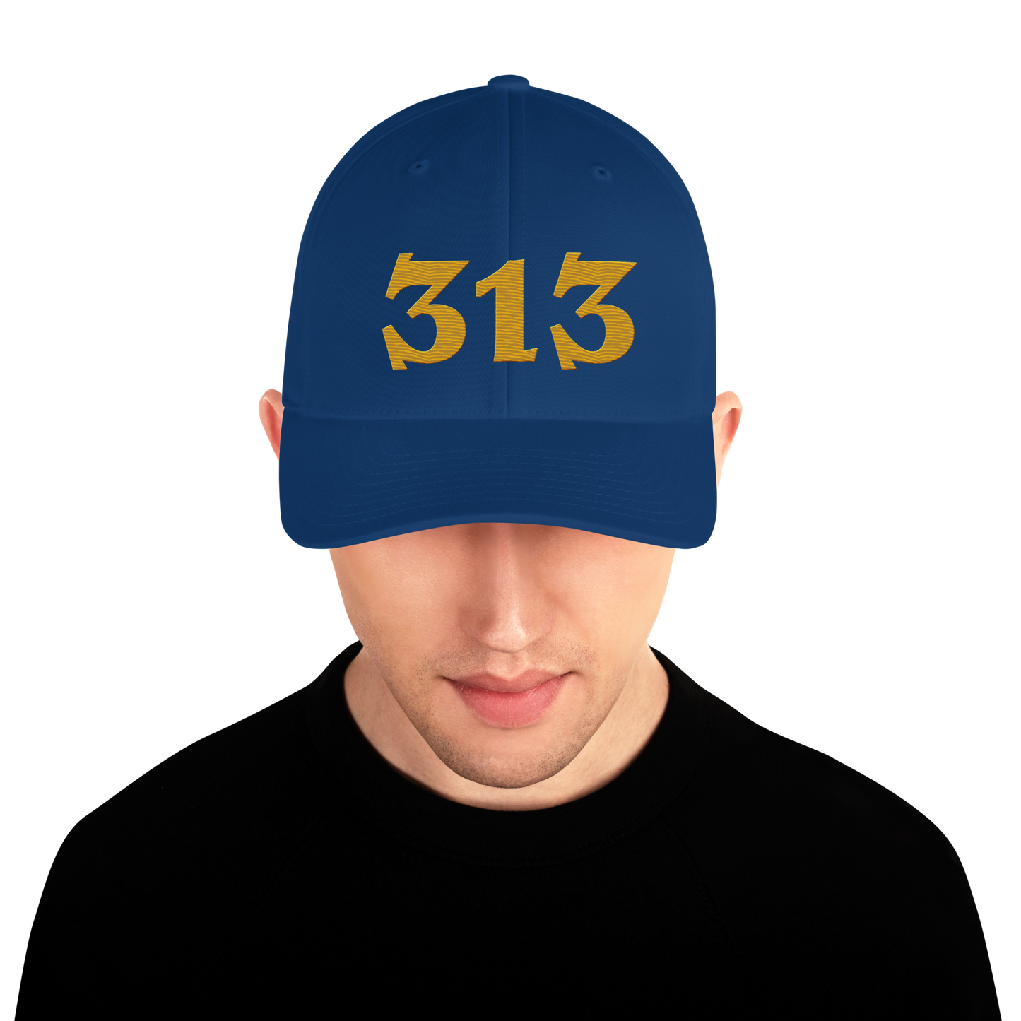 Detroit '313' Fitted Baseball Cap (Angry Font) | Gold