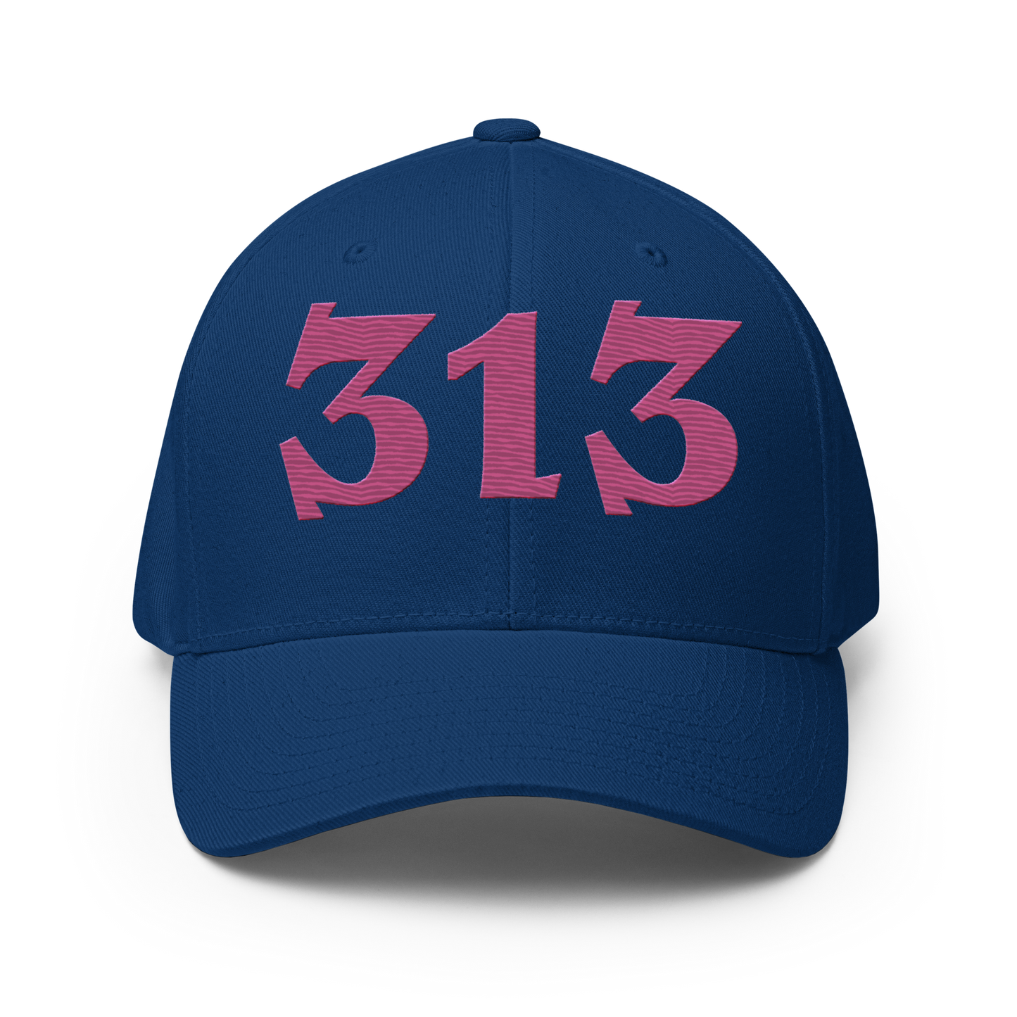 Detroit '313' Fitted Baseball Cap (Angry Font) | Apple Blossom Pink