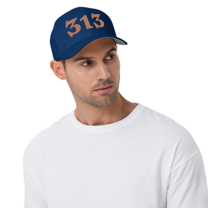 Detroit '313' Fitted Baseball Cap (Angry Font) | Copper