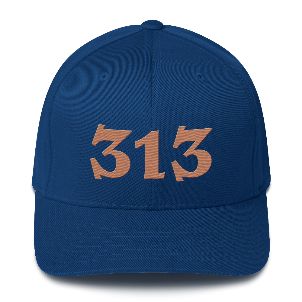 Detroit '313' Fitted Baseball Cap (Angry Font) | Copper