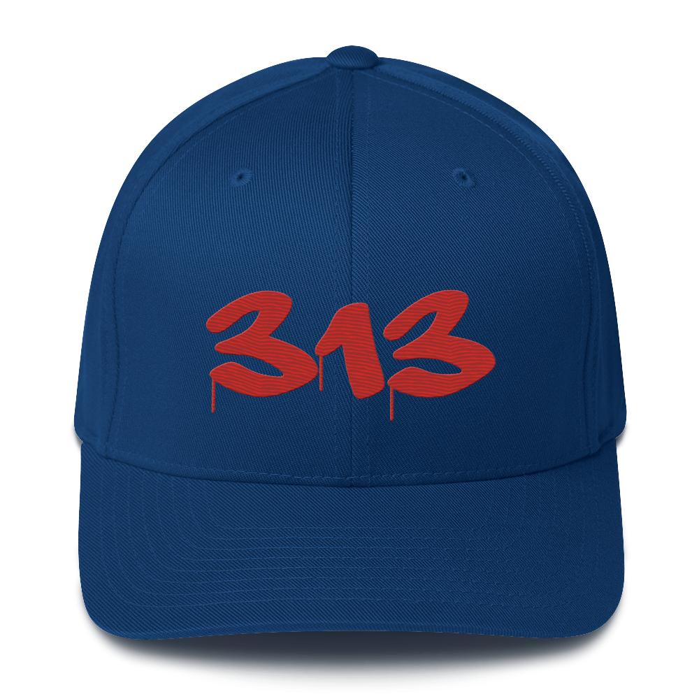 Detroit '313' Fitted Baseball Cap (Tag Font) | Aliform Red