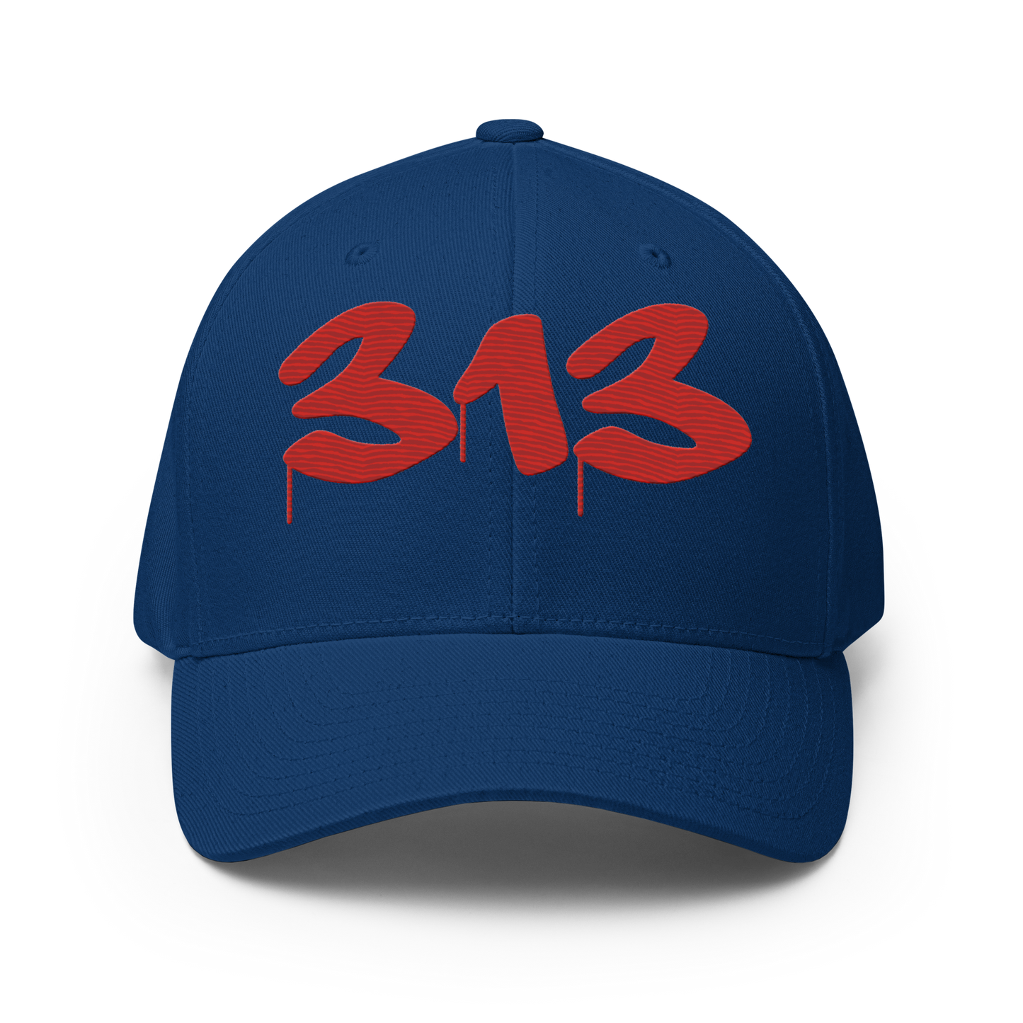 Detroit '313' Fitted Baseball Cap (Tag Font) | Aliform Red