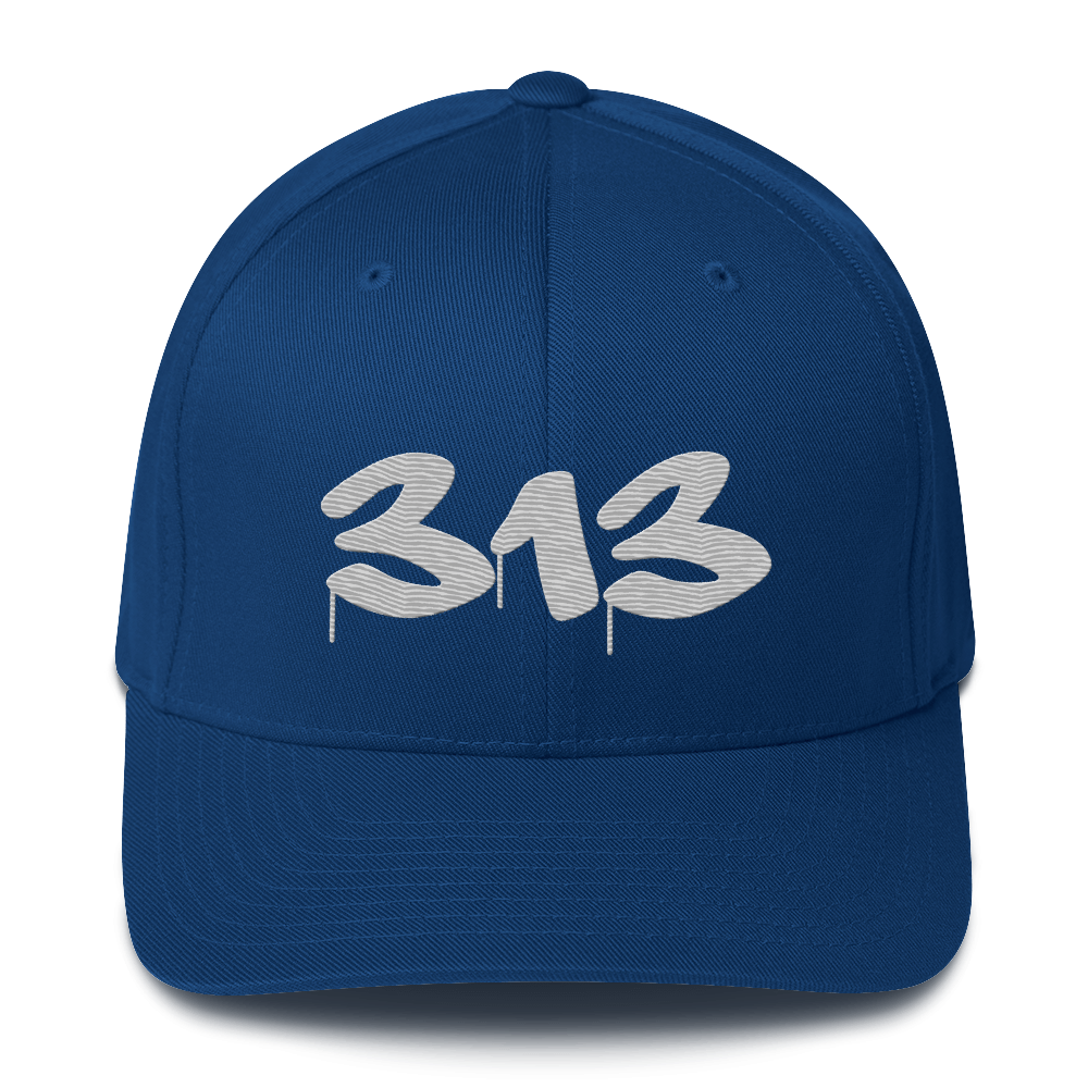 Detroit '313' Fitted Baseball Cap (Tag Font) | Platinum