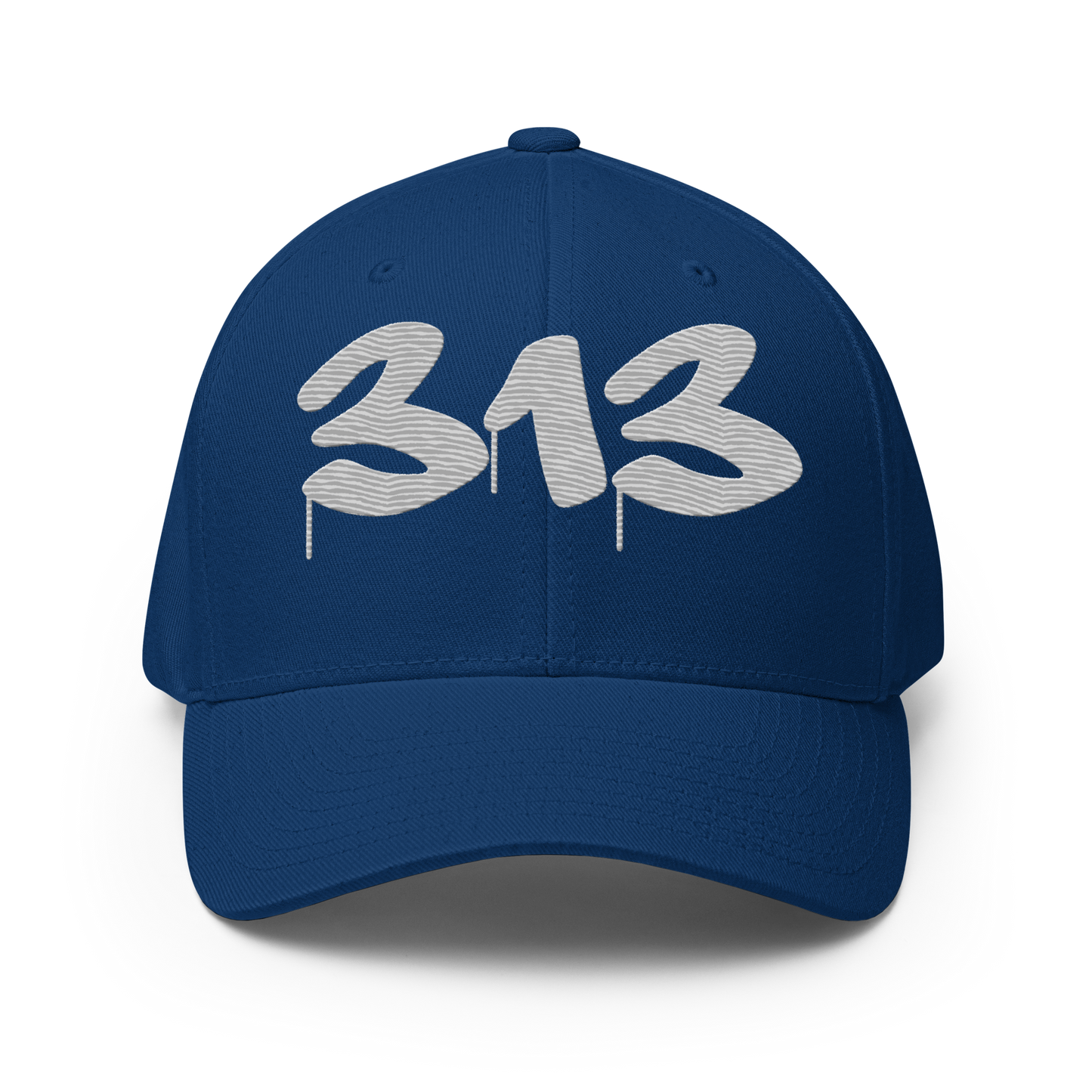 Detroit '313' Fitted Baseball Cap (Tag Font) | Platinum