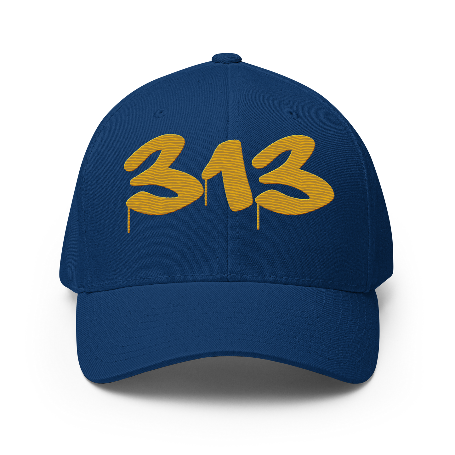 Detroit '313' Fitted Baseball Cap (Tag Font) | Gold