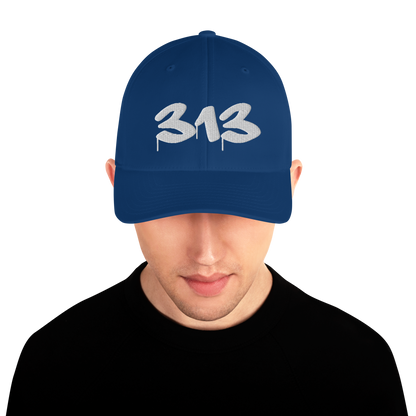 Detroit '313' Fitted Baseball Cap (Tag Font)