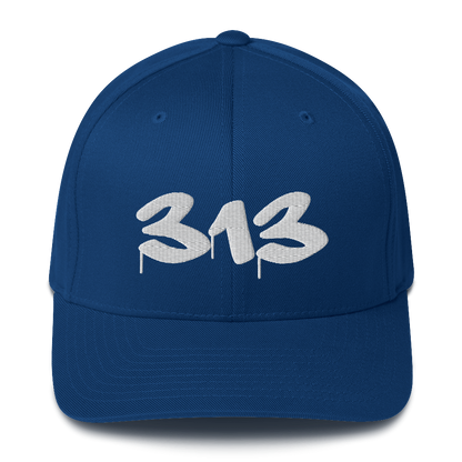 Detroit '313' Fitted Baseball Cap (Tag Font)