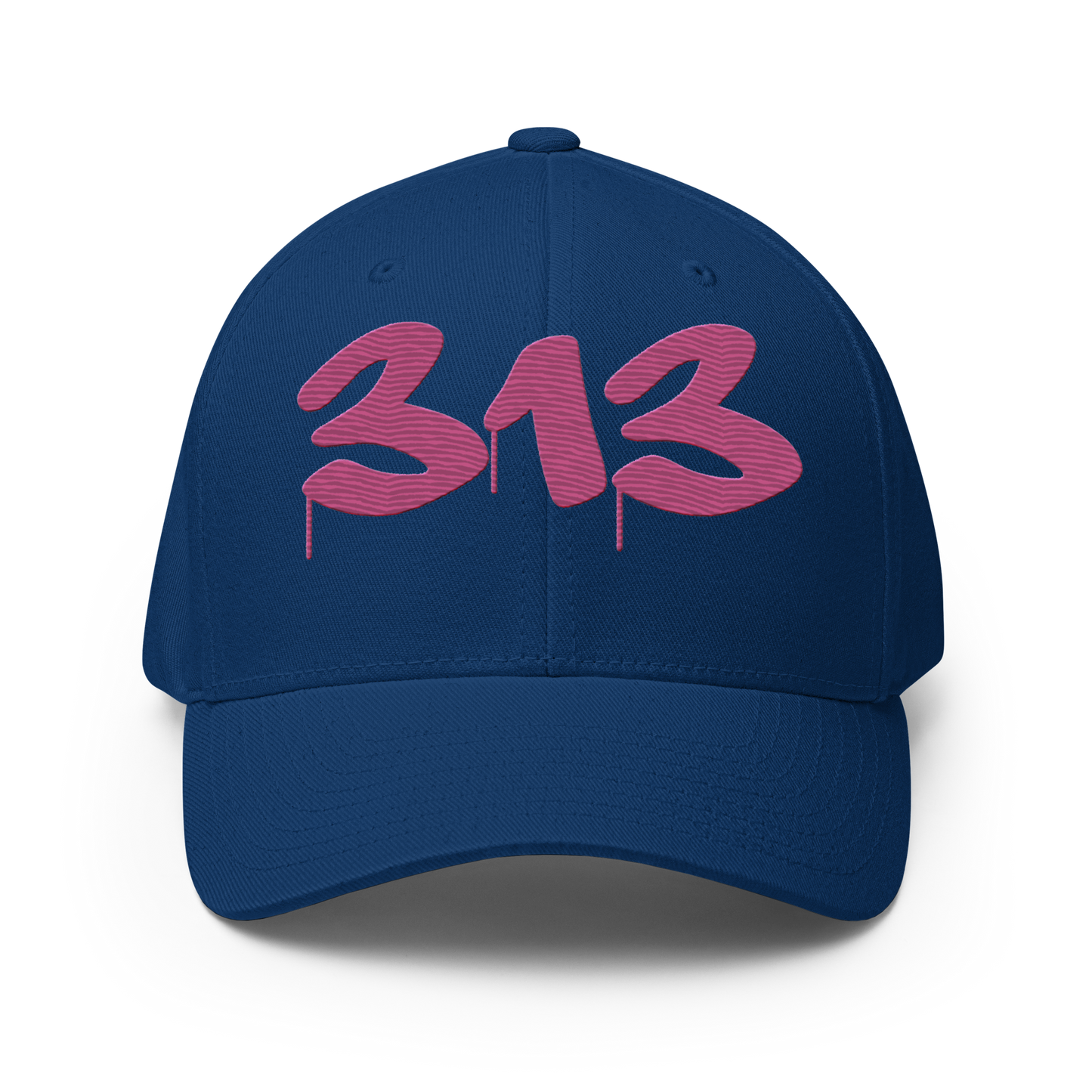 Detroit '313' Fitted Baseball Cap (Tag Font) | Apple Blossom Pink