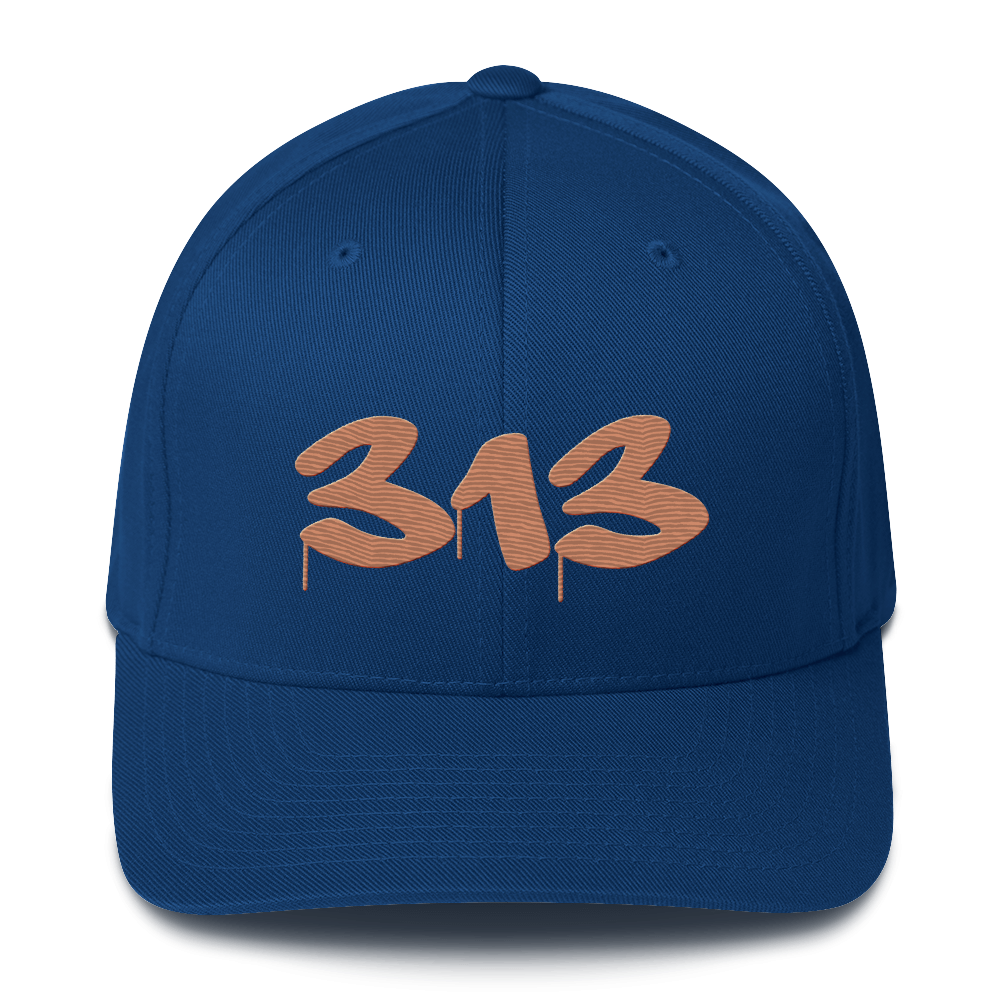 Detroit '313' Fitted Baseball Cap (Tag Font) | Copper