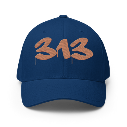 Detroit '313' Fitted Baseball Cap (Tag Font) | Copper