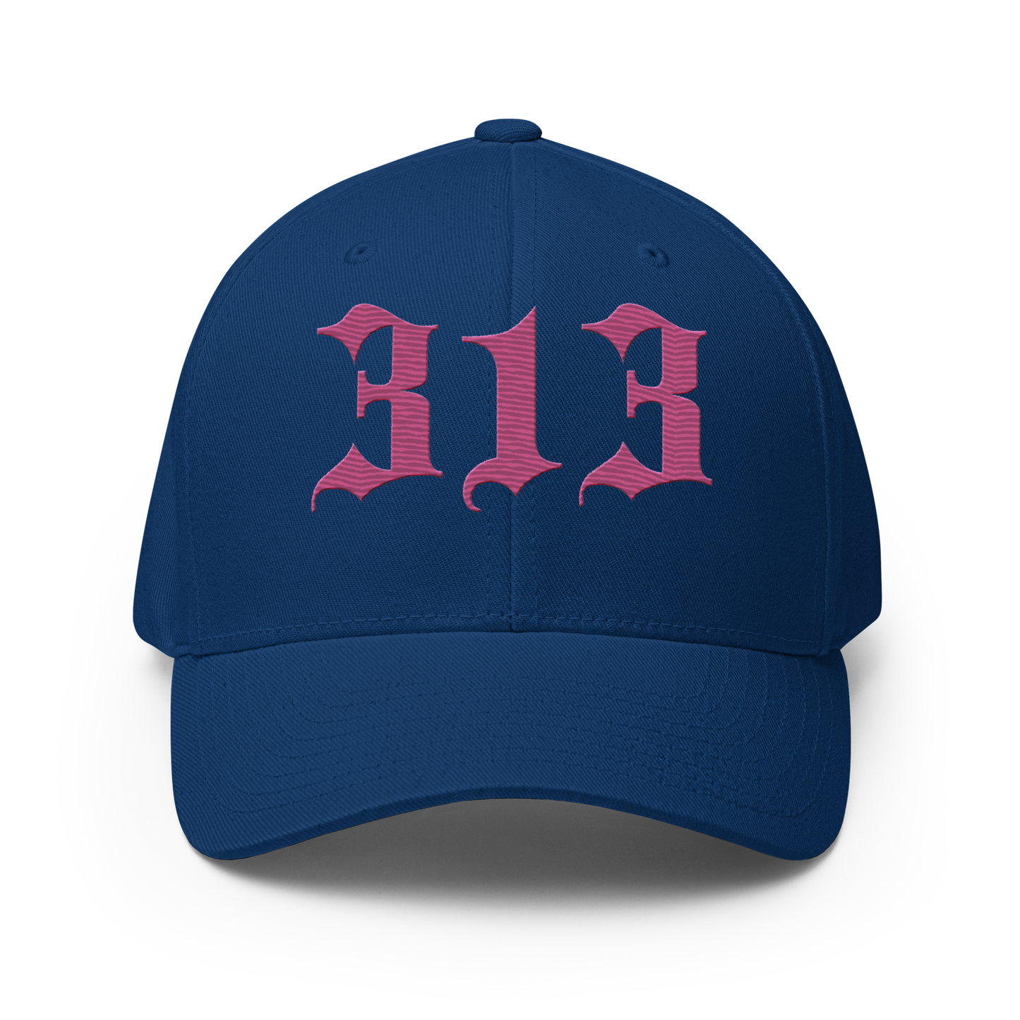 Detroit '313' Fitted Baseball Cap (Old English) | Apple Blossom Pink