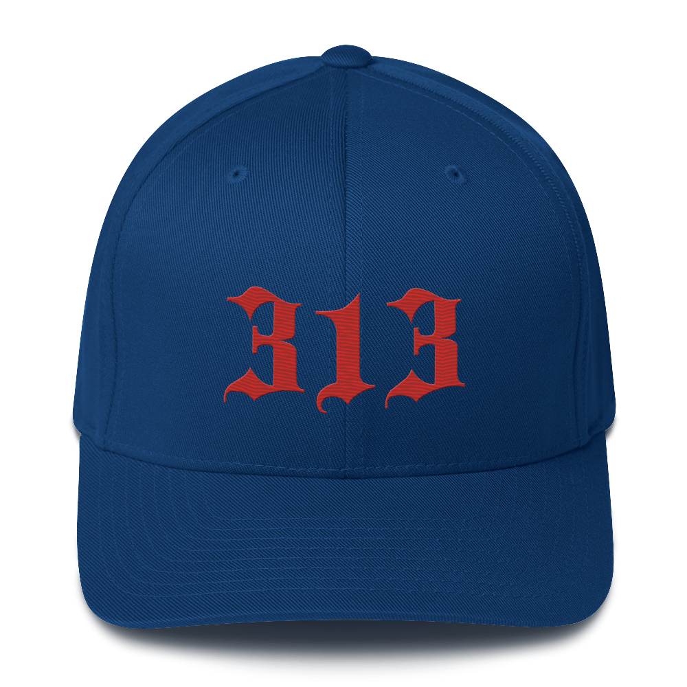 Detroit '313' Fitted Baseball Cap (Old English) | Alfform Red