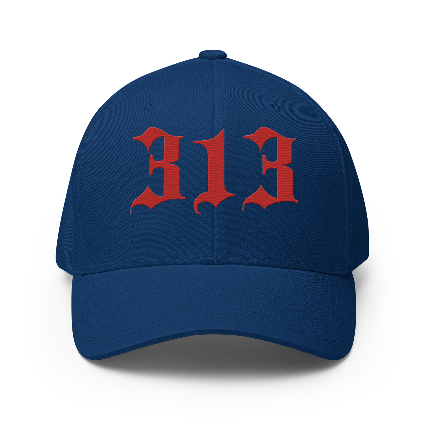 Detroit '313' Fitted Baseball Cap (Old English) | Alfform Red