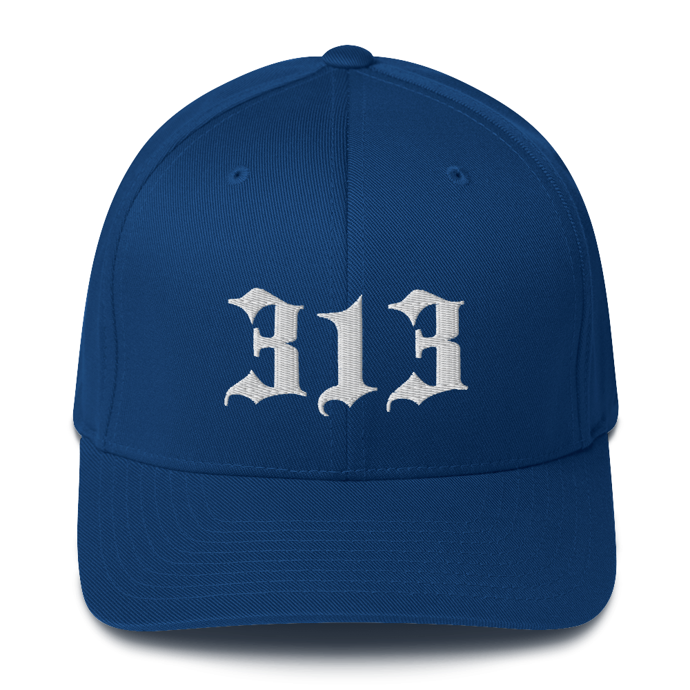 Detroit '313' Fitted Baseball Cap (Old English)