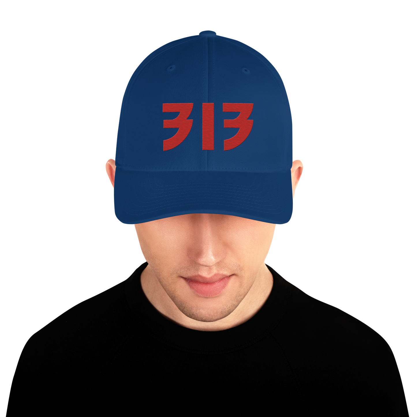 Detroit '313' Fitted Baseball Cap (Glam Font) | Alliform Red