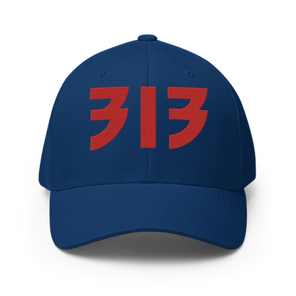 Detroit '313' Fitted Baseball Cap (Glam Font) | Alliform Red