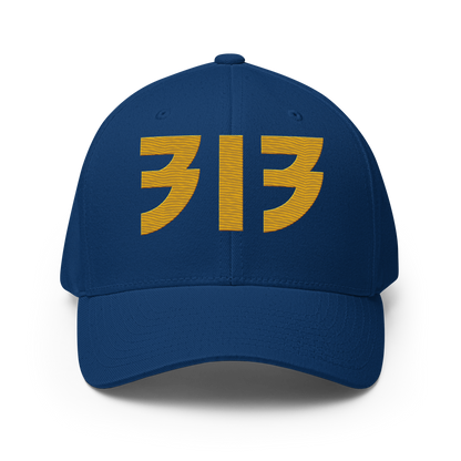 Detroit '313' Fitted Baseball Cap (Glam Font) | Gold