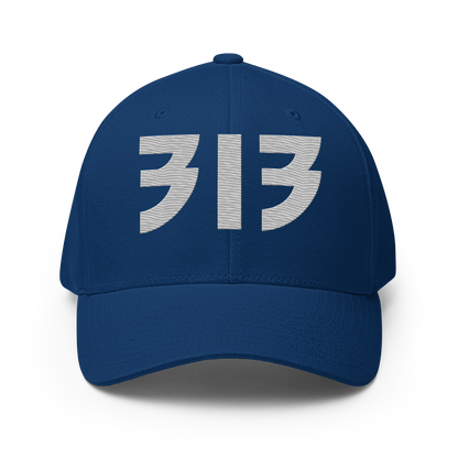 Detroit '313' Fitted Baseball Cap (Glam Font) | Platinum