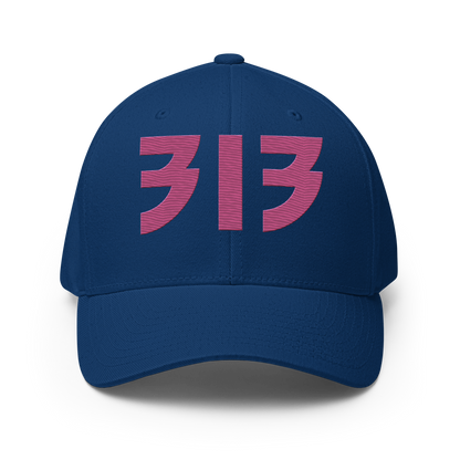 Detroit '313' Fitted Baseball Cap (Glam Font) | Apple Blossom Pink