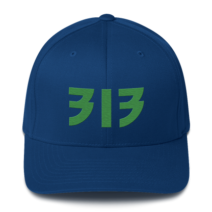 Detroit '313' Fitted Baseball Cap (Glam Font) | Shamrock Green