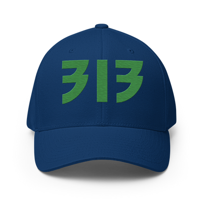 Detroit '313' Fitted Baseball Cap (Glam Font) | Shamrock Green