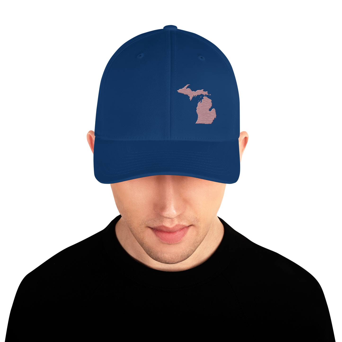 Michigan Fitted Baseball Cap | Cherry Blossom Pink Outline