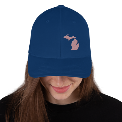 Michigan Fitted Baseball Cap | Cherry Blossom Pink Outline