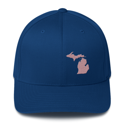 Michigan Fitted Baseball Cap | Cherry Blossom Pink Outline