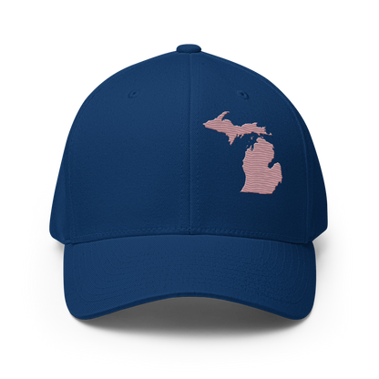 Michigan Fitted Baseball Cap | Cherry Blossom Pink Outline