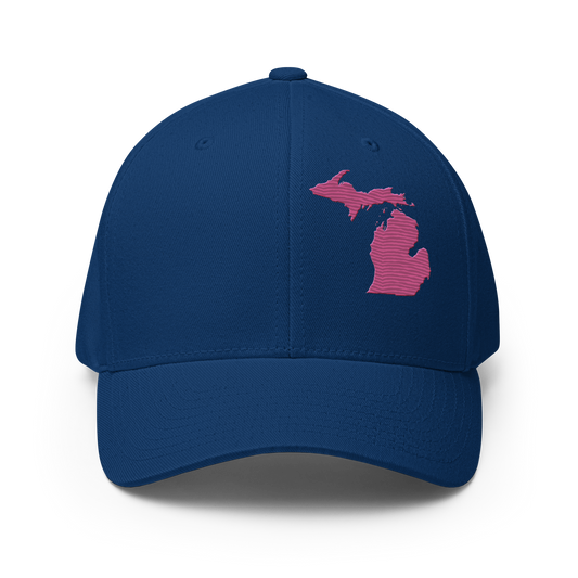 Michigan Fitted Baseball Cap | Apple Blossom Pink Outline