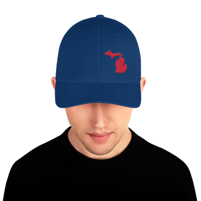 Michigan Fitted Baseball Cap | Lighthouse Red Outline