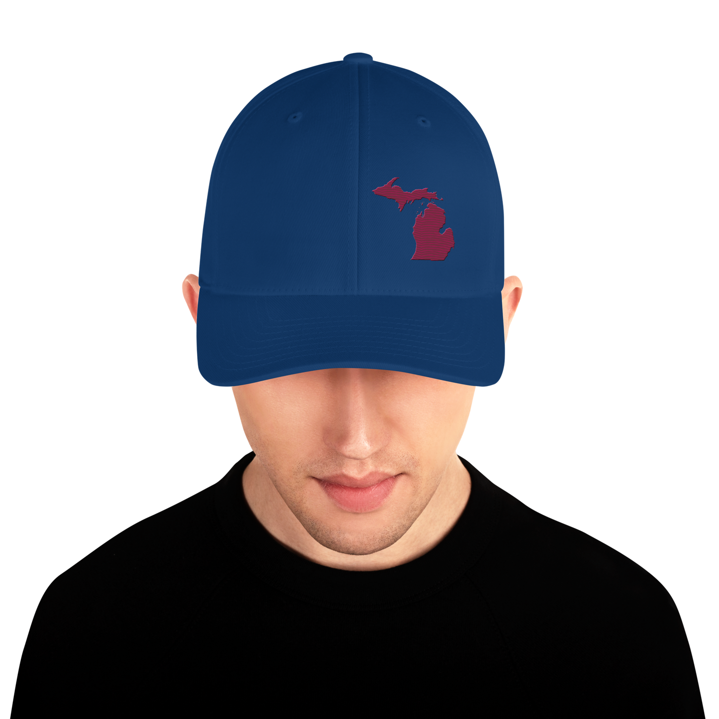 Michigan Fitted Baseball Cap | Ruby Red Outline