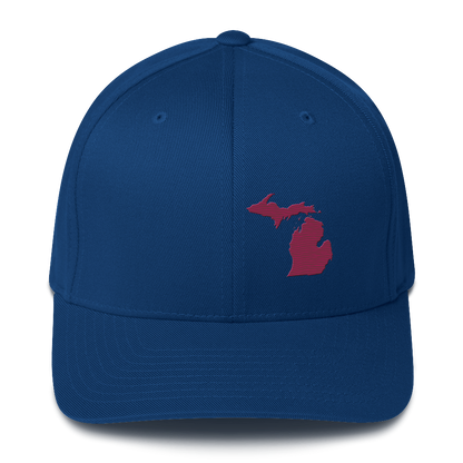 Michigan Fitted Baseball Cap | Ruby Red Outline