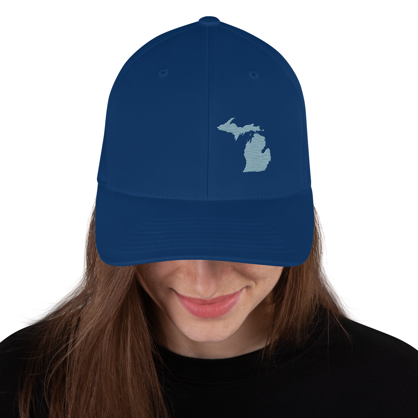 Michigan Fitted Baseball Cap | Opal Blue Outline