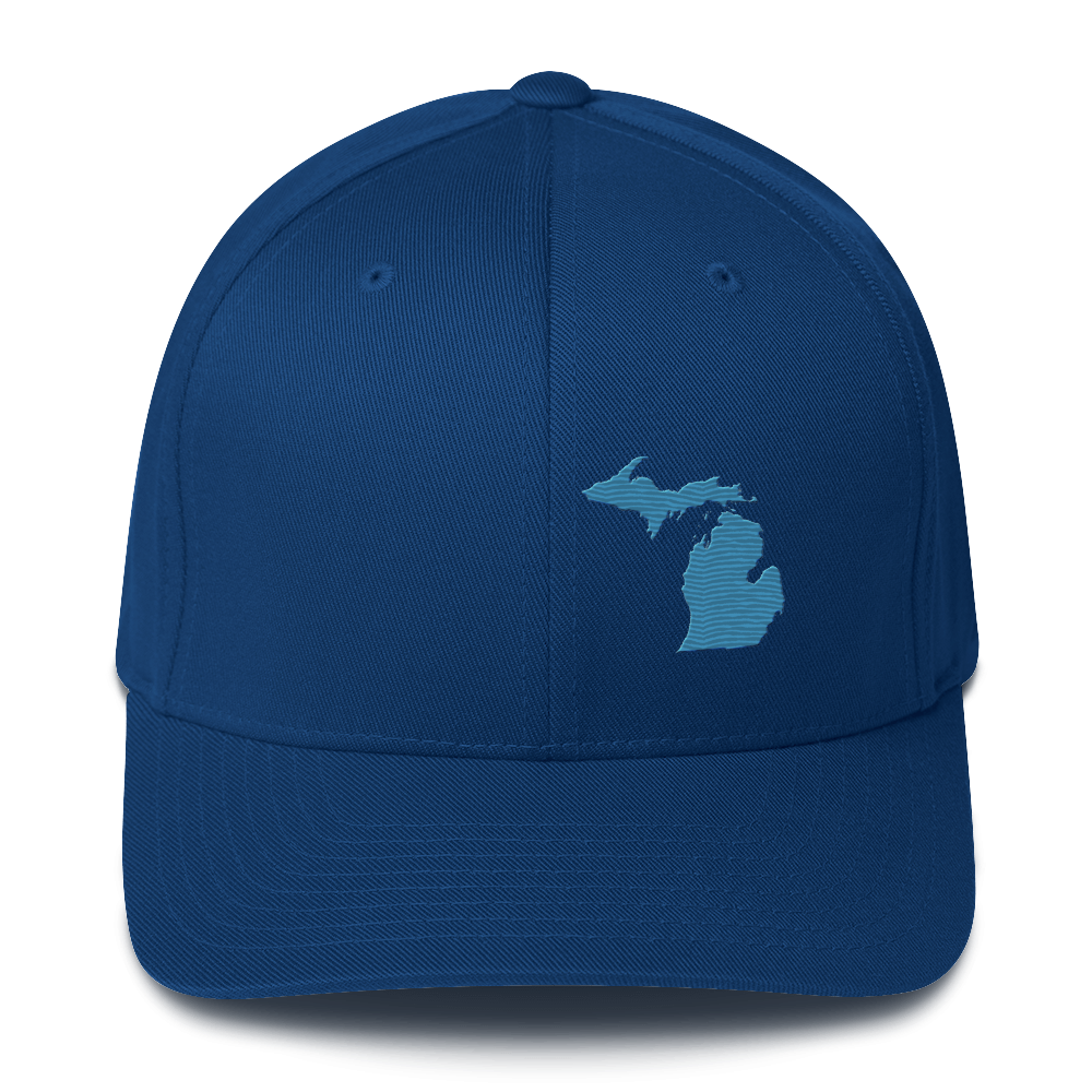 Michigan Fitted Baseball Cap | Traverse Blue Outline