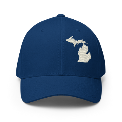 Michigan Fitted Baseball Cap | Ivory White Outline