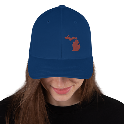 Michigan Fitted Baseball Cap | Ore Dock Red Outline