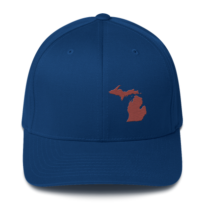 Michigan Fitted Baseball Cap | Ore Dock Red Outline