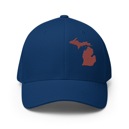 Michigan Fitted Baseball Cap | Ore Dock Red Outline