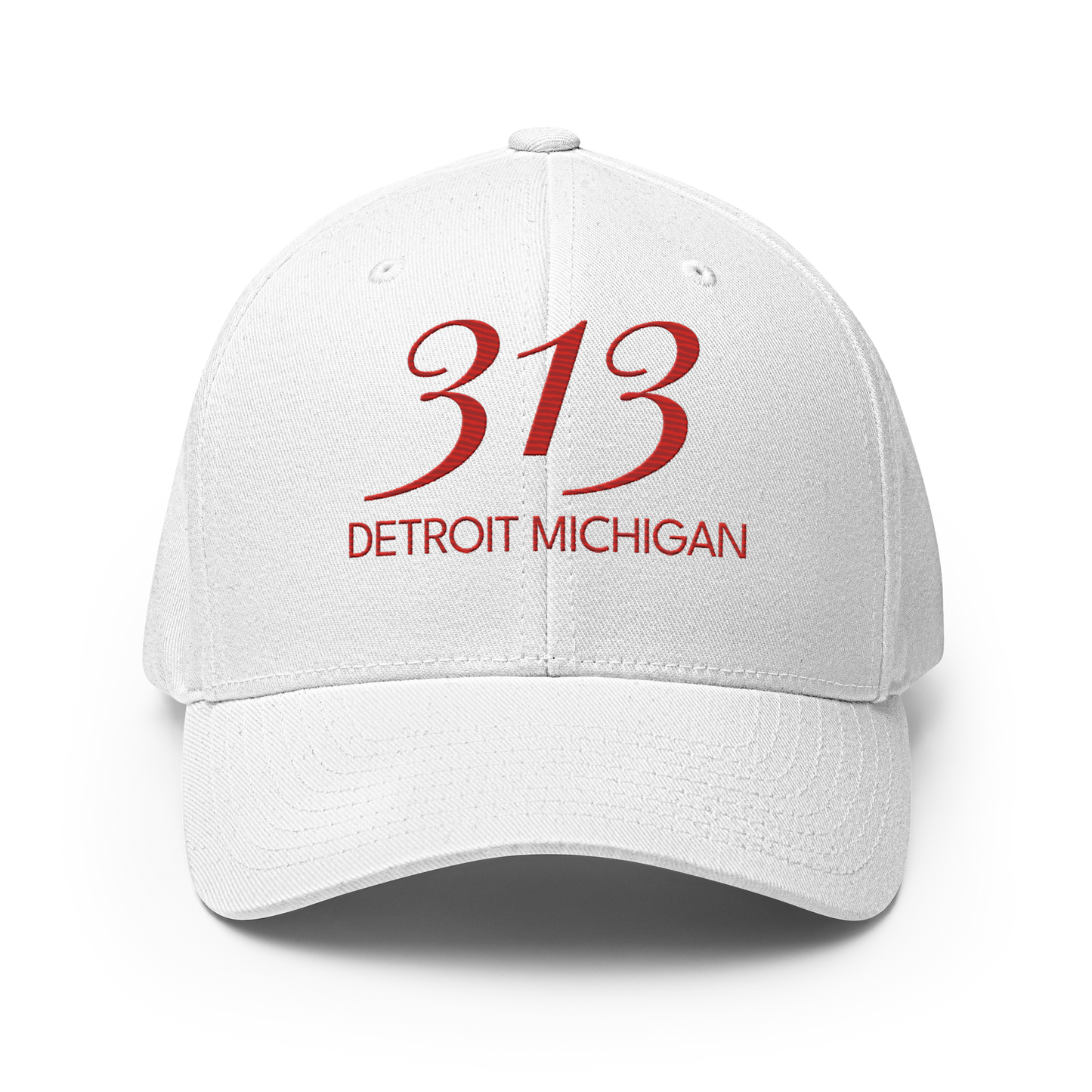 '313 Detroit Michigan' Fitted Baseball Cap | Aliform Red