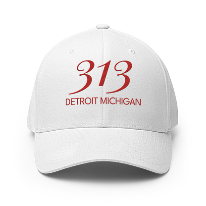 '313 Detroit Michigan' Fitted Baseball Cap | Aliform Red