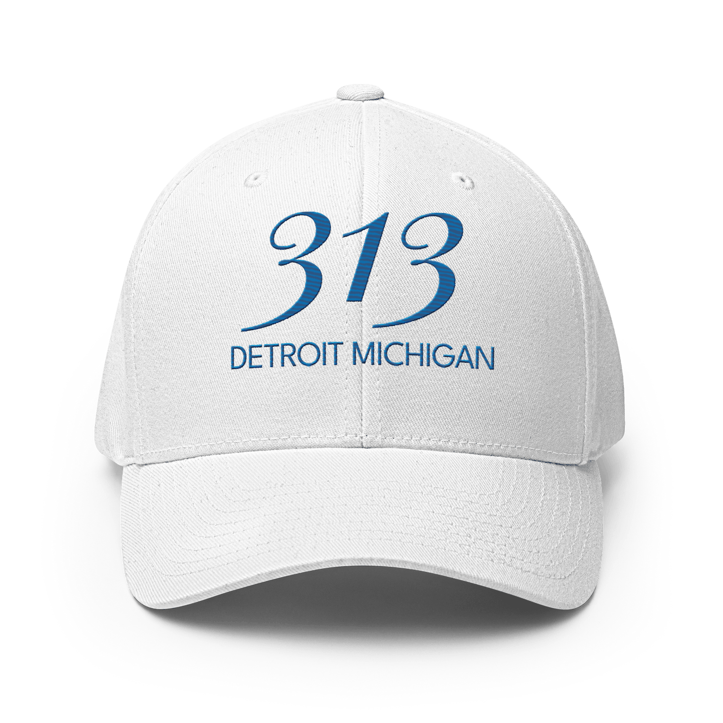 '313 Detroit Michigan' Fitted Baseball Cap | Azure