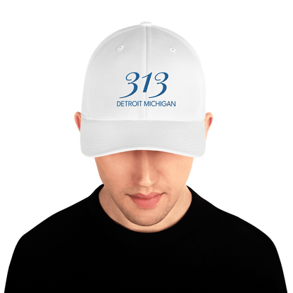 '313 Detroit Michigan' Fitted Baseball Cap | Azure