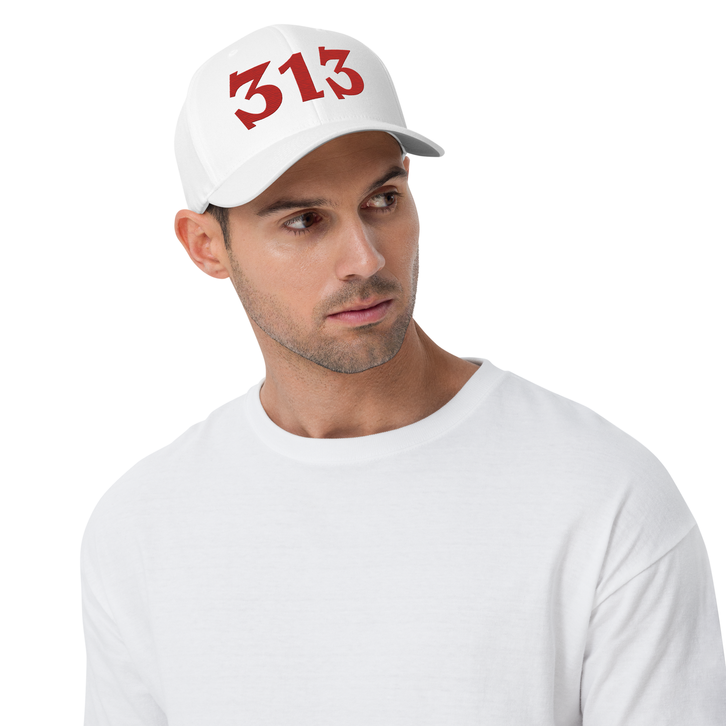 Detroit '313' Fitted Baseball Cap (Angry Font) | Aliform Red