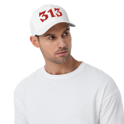 Detroit '313' Fitted Baseball Cap (Angry Font) | Aliform Red