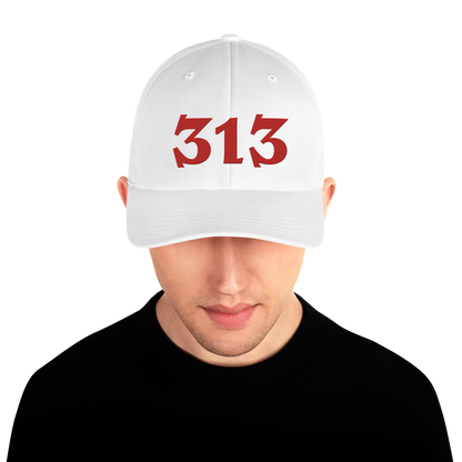 Detroit '313' Fitted Baseball Cap (Angry Font) | Aliform Red