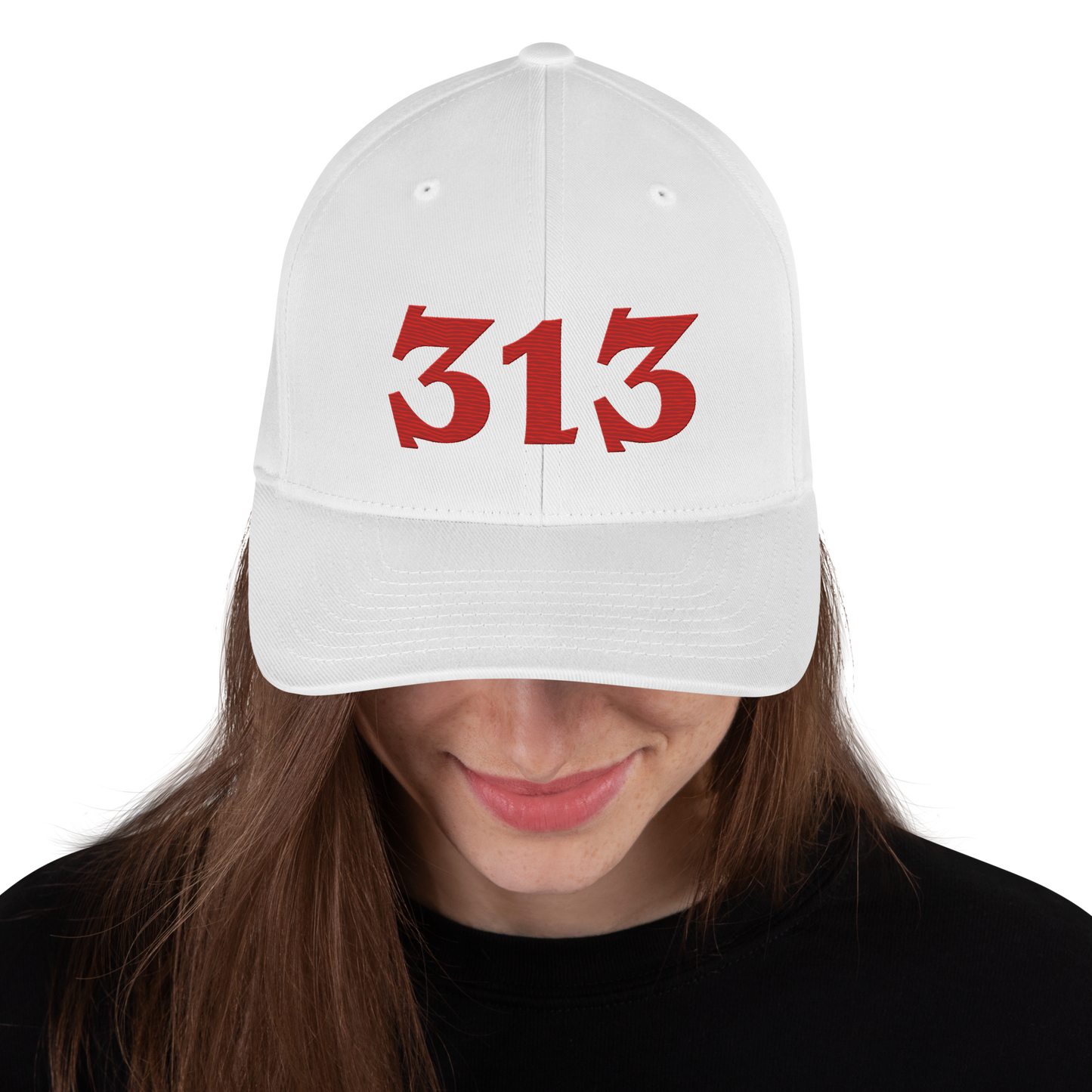 Detroit '313' Fitted Baseball Cap (Angry Font) | Aliform Red